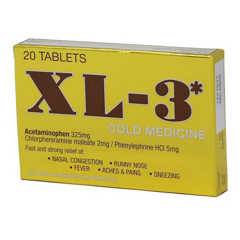 XL-3 Cold Medicine Tablets, 20 Ea