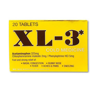 XL-3 Cold Medicine Tablets, 20 Ea