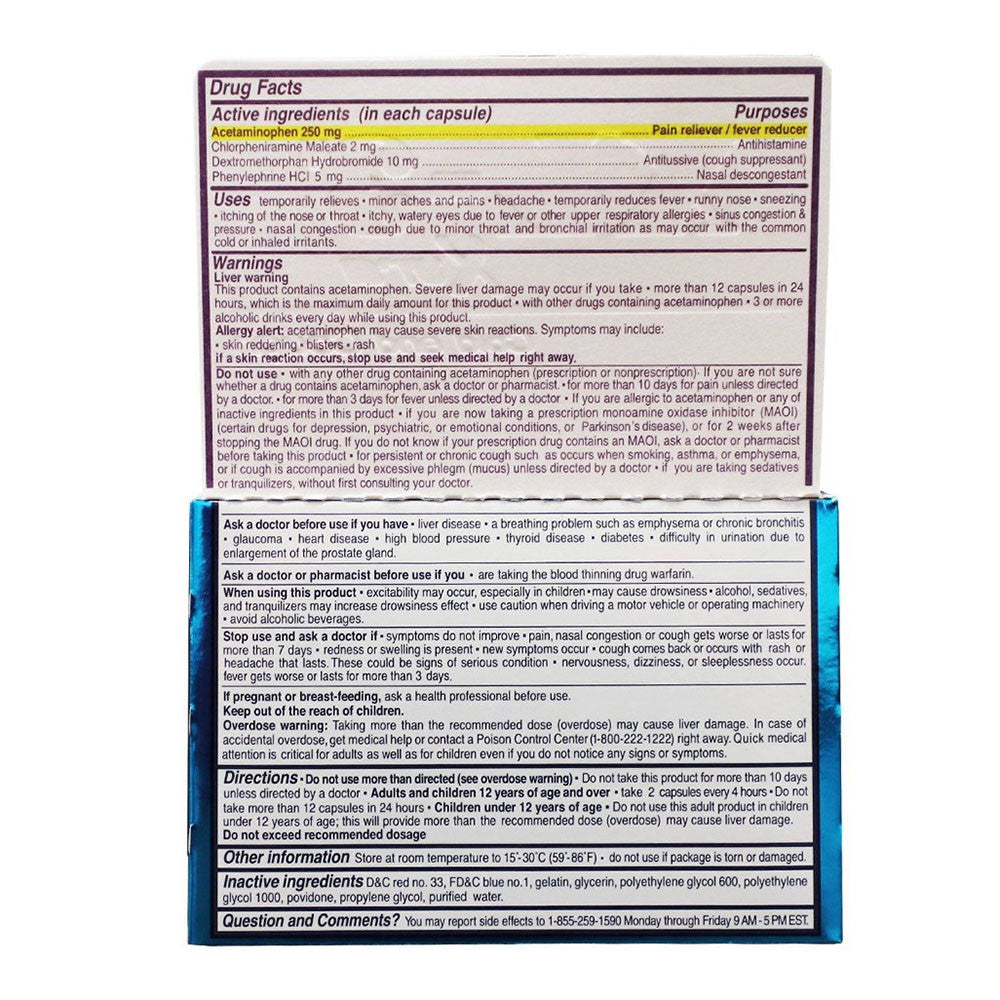 XL 3 Xtra Cold and Cough Capsules, 12 Ea