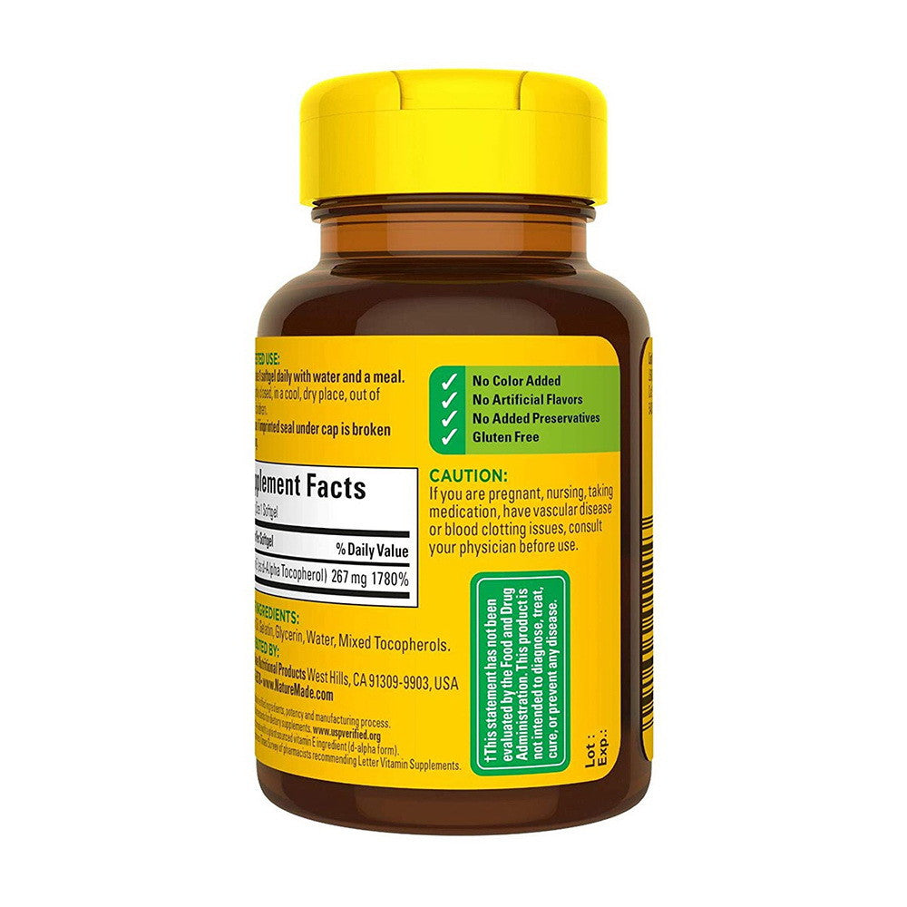 Nature Made Antioxidant & Essential Nutrient Vitamin E 400 IU 267 mg, Softgels, 100 Ea