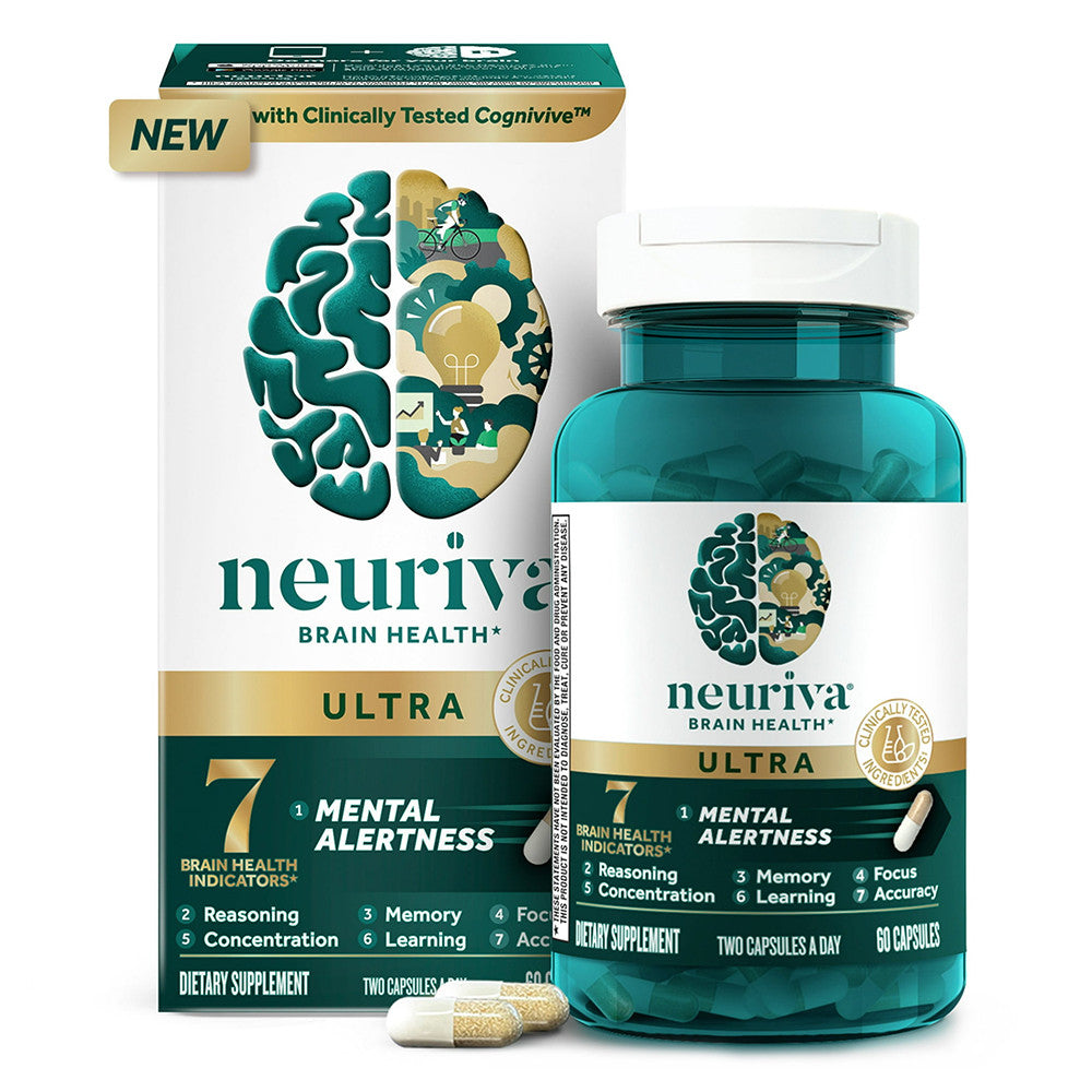 Neuriva Ultra Brain Health Supplement Vitamins B12 and B6 Capsules, 60 Ea