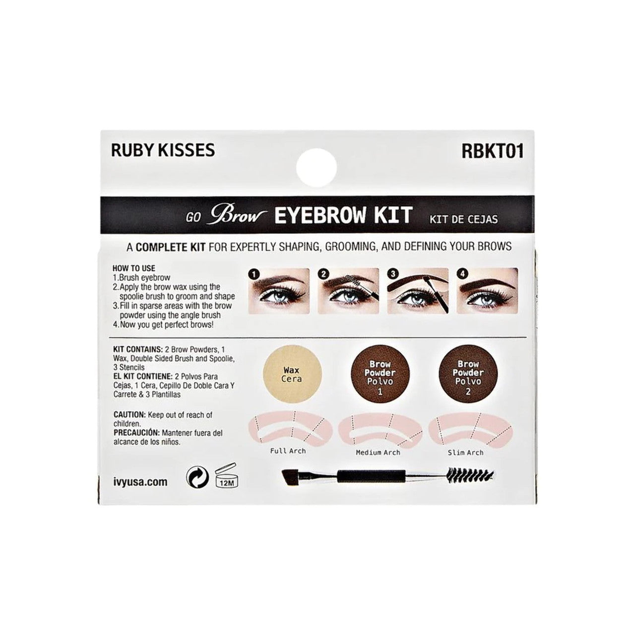 Ruby Kisses GoBrow Eyebrow Kit (RBKT01 - Black Dark Brown), 1Ea