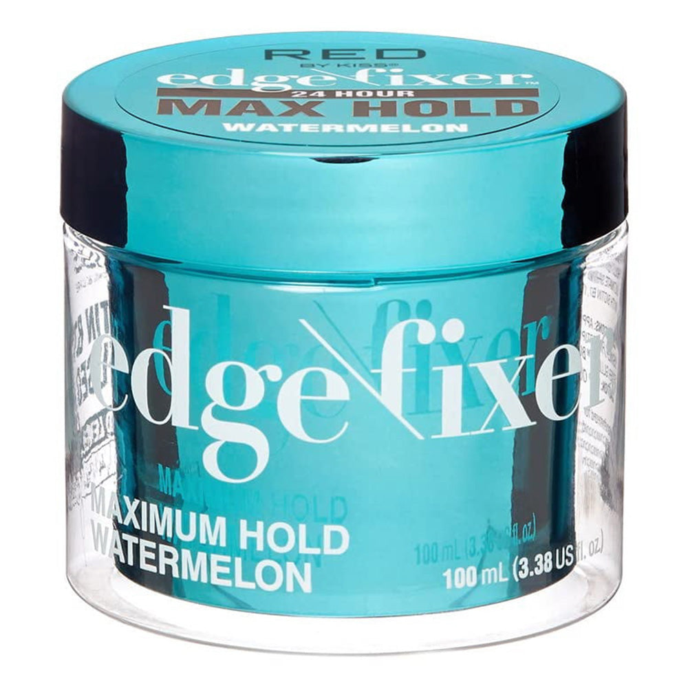 Kiss Red Edge Fixer 24Hr Max Hold Hair Gel Watermelon for Defined and Long Lasting Styles 3.38Oz (100ml)