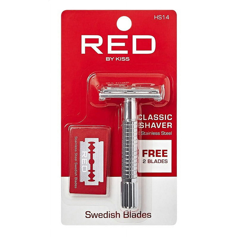 Kiss Red Classic Shaver with 2 Free Blades for Smooth and Comfortable Shaving 1Ea