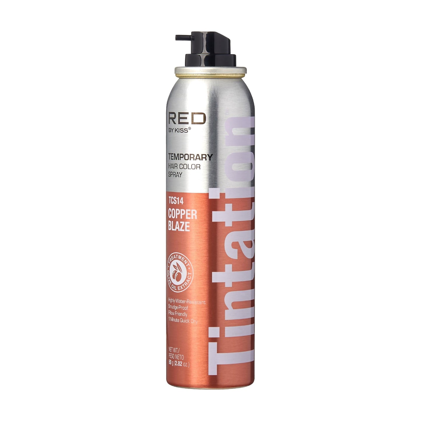 Kiss Tintation Copper Blaze Temporary Hair Color Spray for Gray Root Coverage Smudge Proof 2.82Oz (80g)