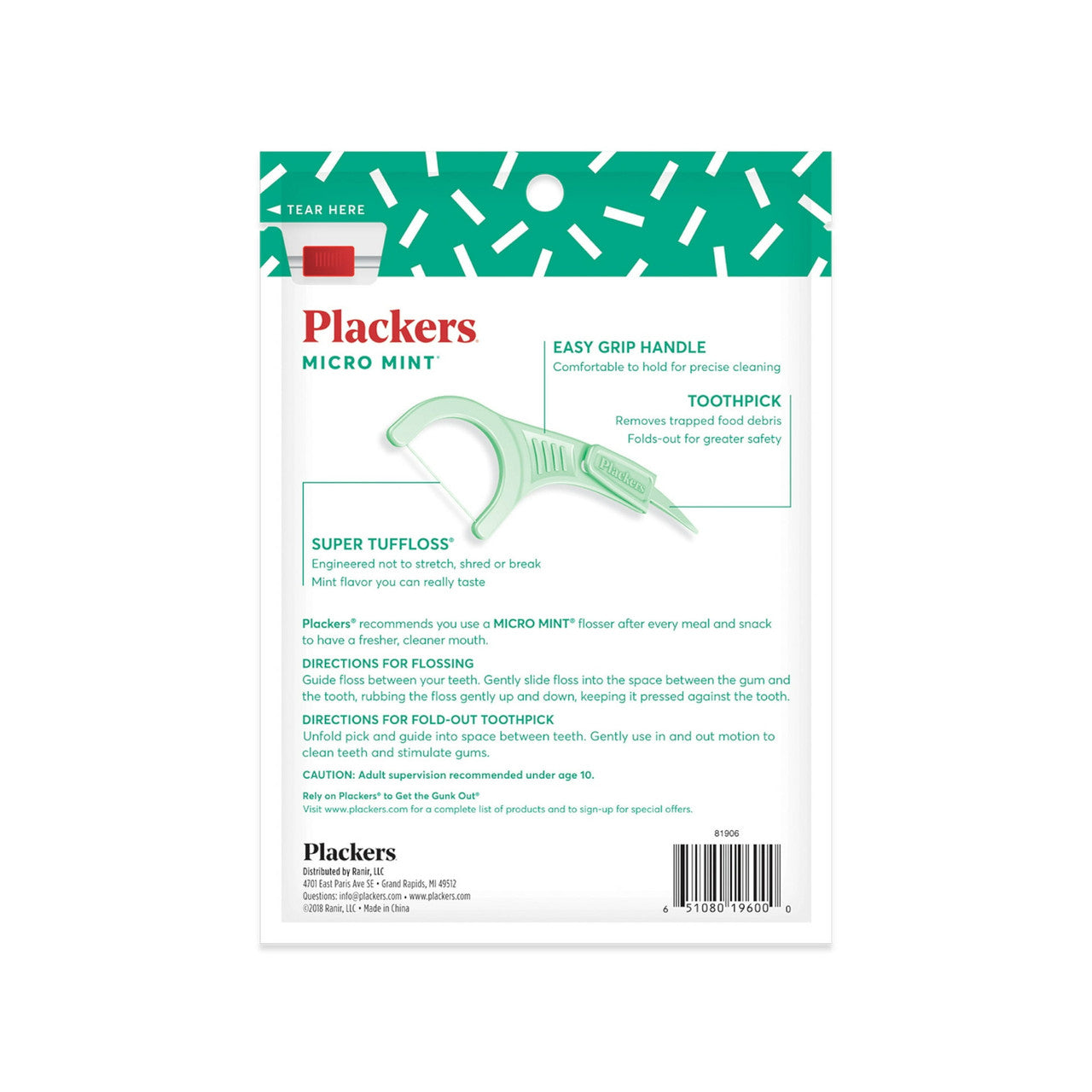 Plackers Micro Mint Dental Flossers, Freshens Breath - 90 Ea