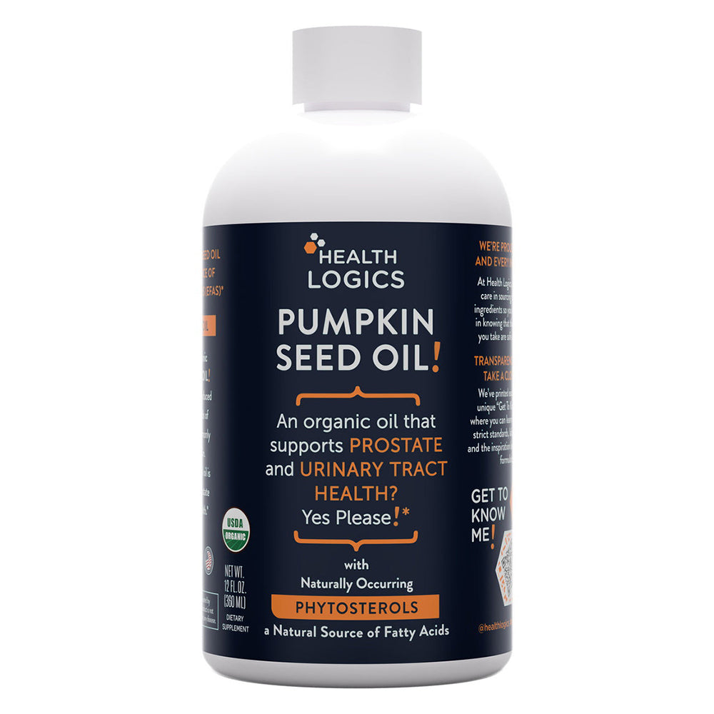Health Logics Organic Pumpkin Seed Oil Supports Prostate and Urinary Tract Health 12Oz (360ml)