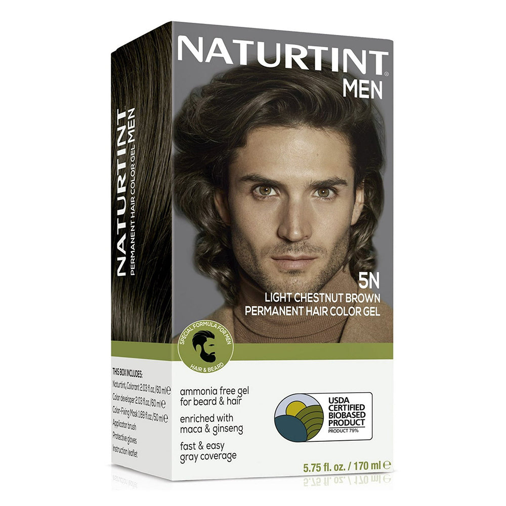 Naturtint 5N Light Chestnut Brown Mens Permanent Hair Color Gel Fast Gray Coverage 5.75Oz (170ml)