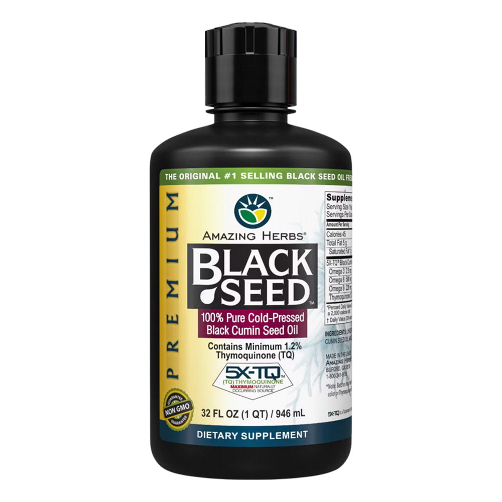 Amazing Herbs Premium Cold Pressed Black Seed Oil Natural Dietary Supplement 32Oz (946ml)