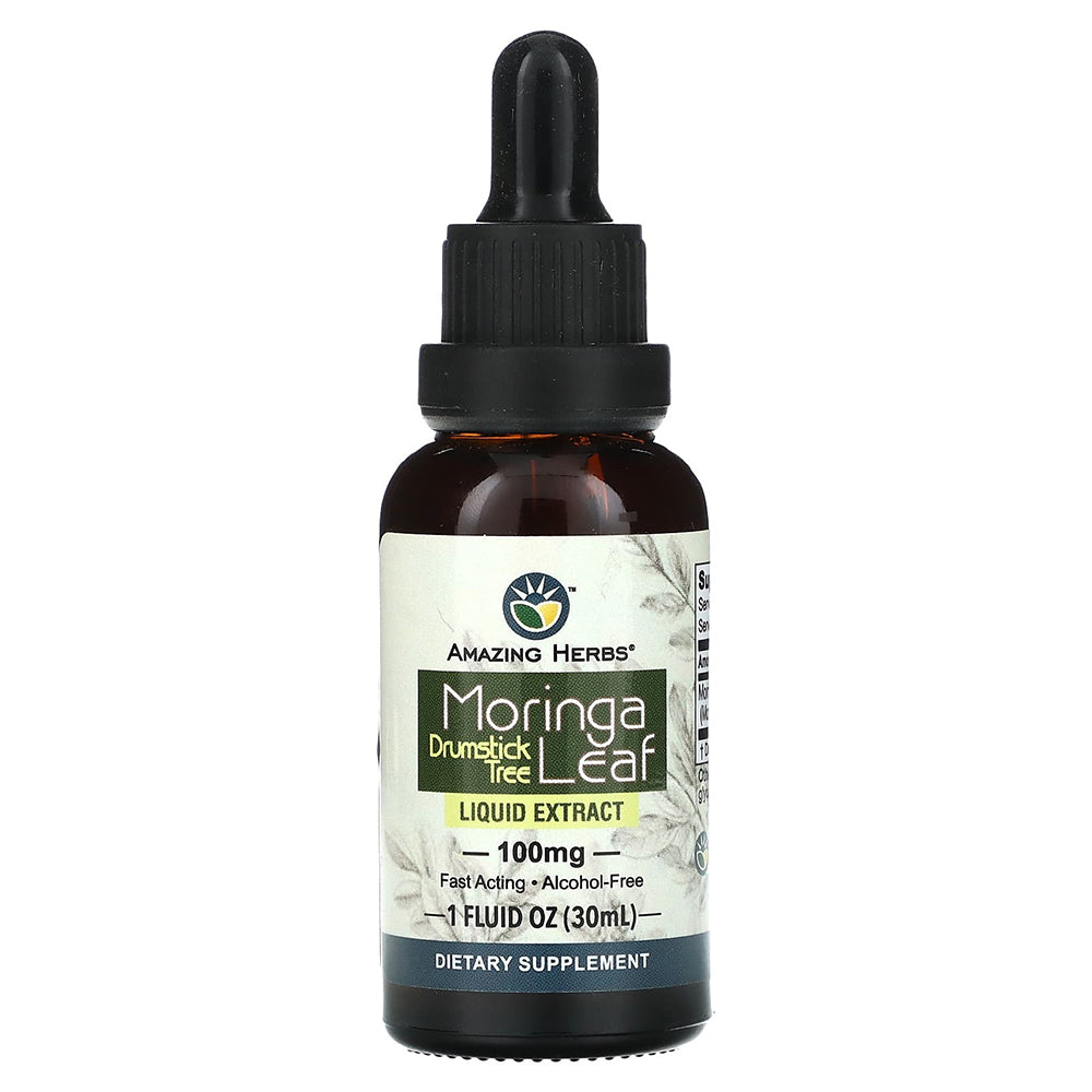Amazing Herbs Moringa Leaf Liquid Extract Concentrated Herbal Supplement for Wellness 1Oz (30ml)