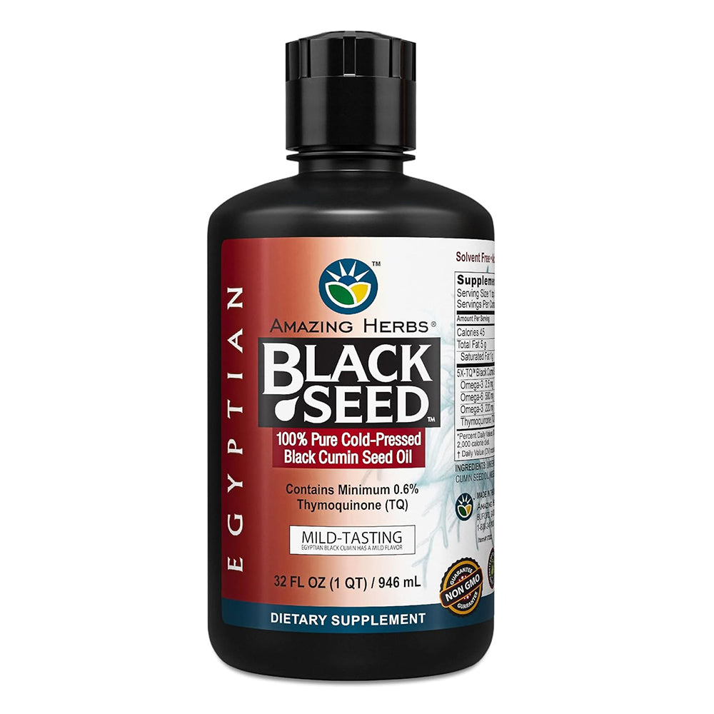 Amazing Herbs Cold Pressed Egyptian Black Seed Oil Natural Herbal Supplement 32Oz (946ml)