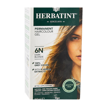Herbatint Permanent Herbal Haircolor Gel With Aloe Vera 6N Dark Blonde, 4.5 Oz