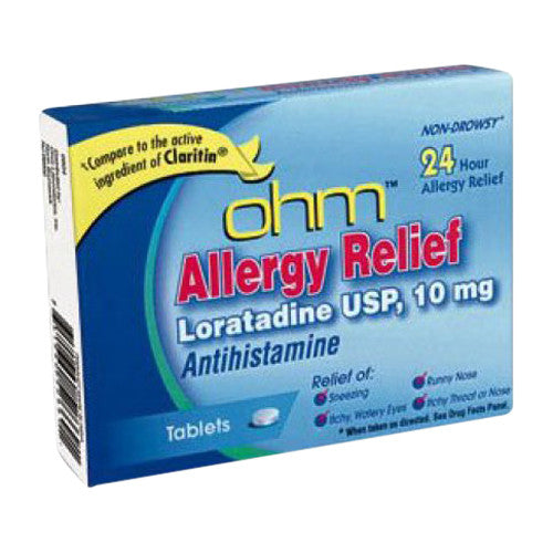 Loratadine Usp 10 Mg Antihistamine Allergy Relief Tablets By Ohm - 10 Ea