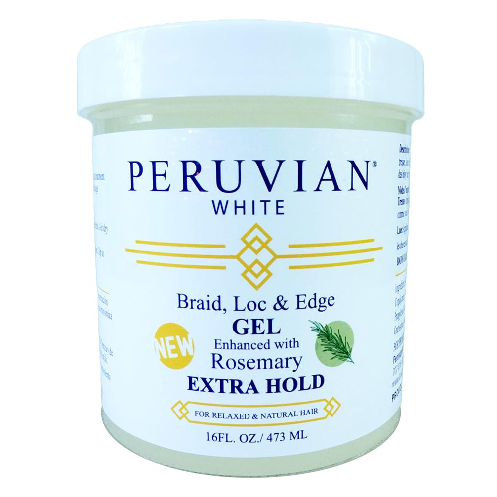 Peruvian White Braid Loc and Edge Gel for Relaxed and Natural Hair with Rosemary 16Oz (473ml)