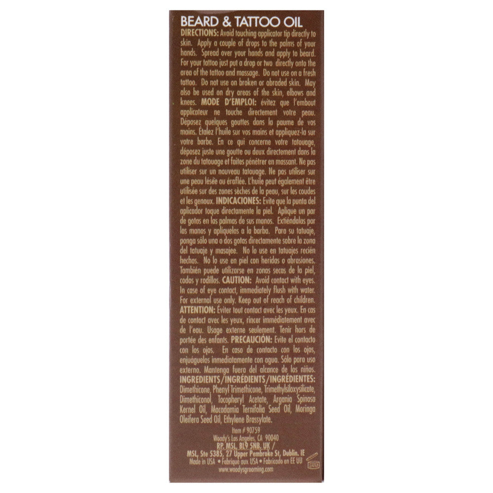 Woodys for Men Beard and Tattoo Oil, 1 Oz
