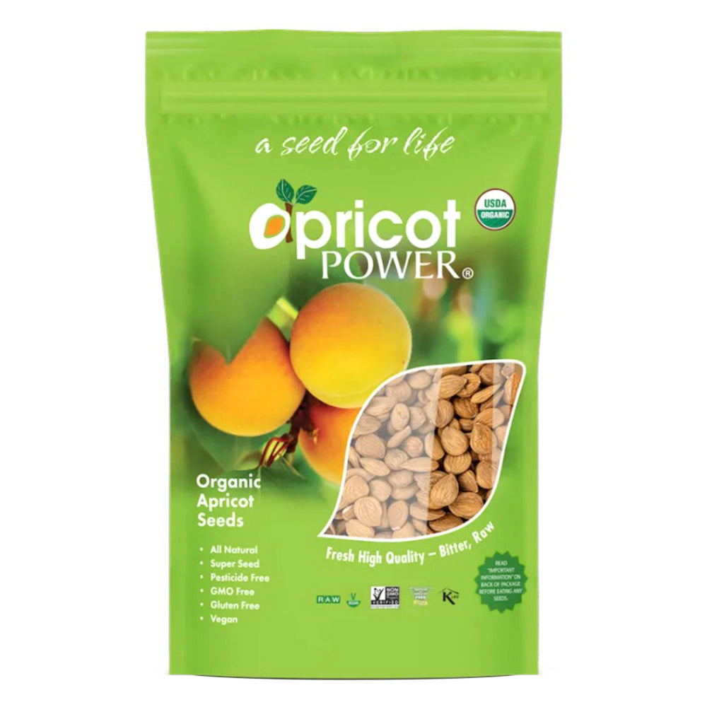 Apricot Power Organic Bitter Raw Apricot Seeds for Natural Amygdalin Source and Nutritional Snacking 32Oz (907.1g)