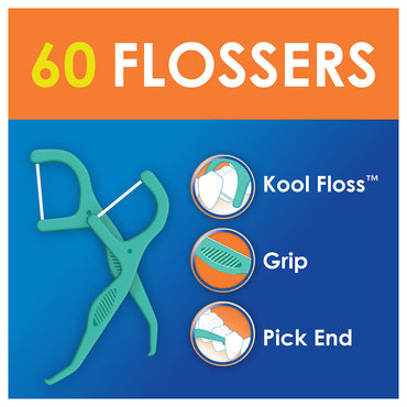 Dr. Fresh Oral Care Velocity Kool Dental Floss Picks, 60 Ea