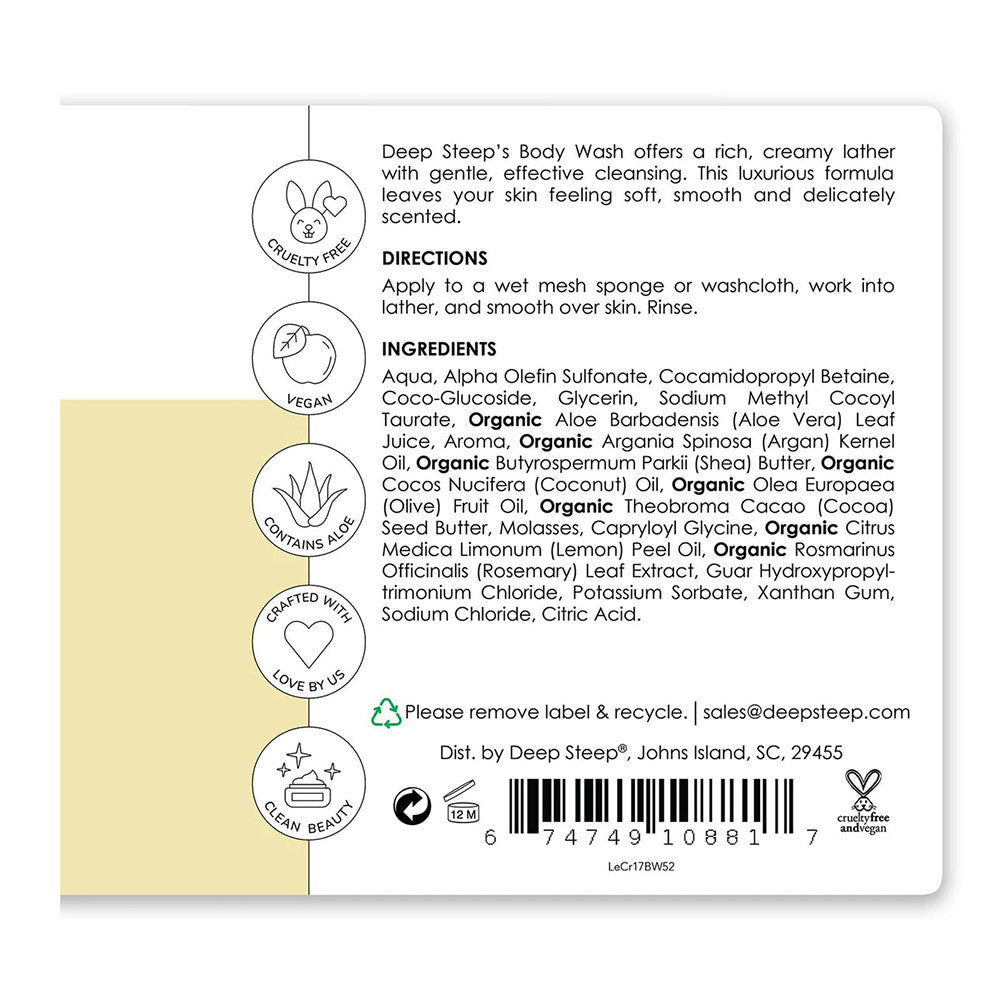 Deep Steep Premium Beauty Lemon Cream Body Wash, 10 Oz