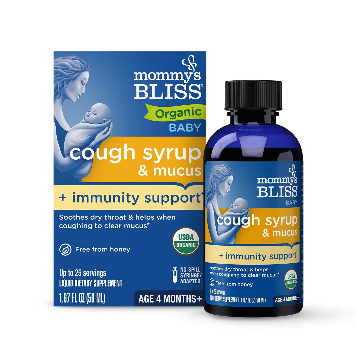 Mommys Bliss Organic Cough Syrup and Mucus Relief plus Immunity Boost, 1.67 Oz