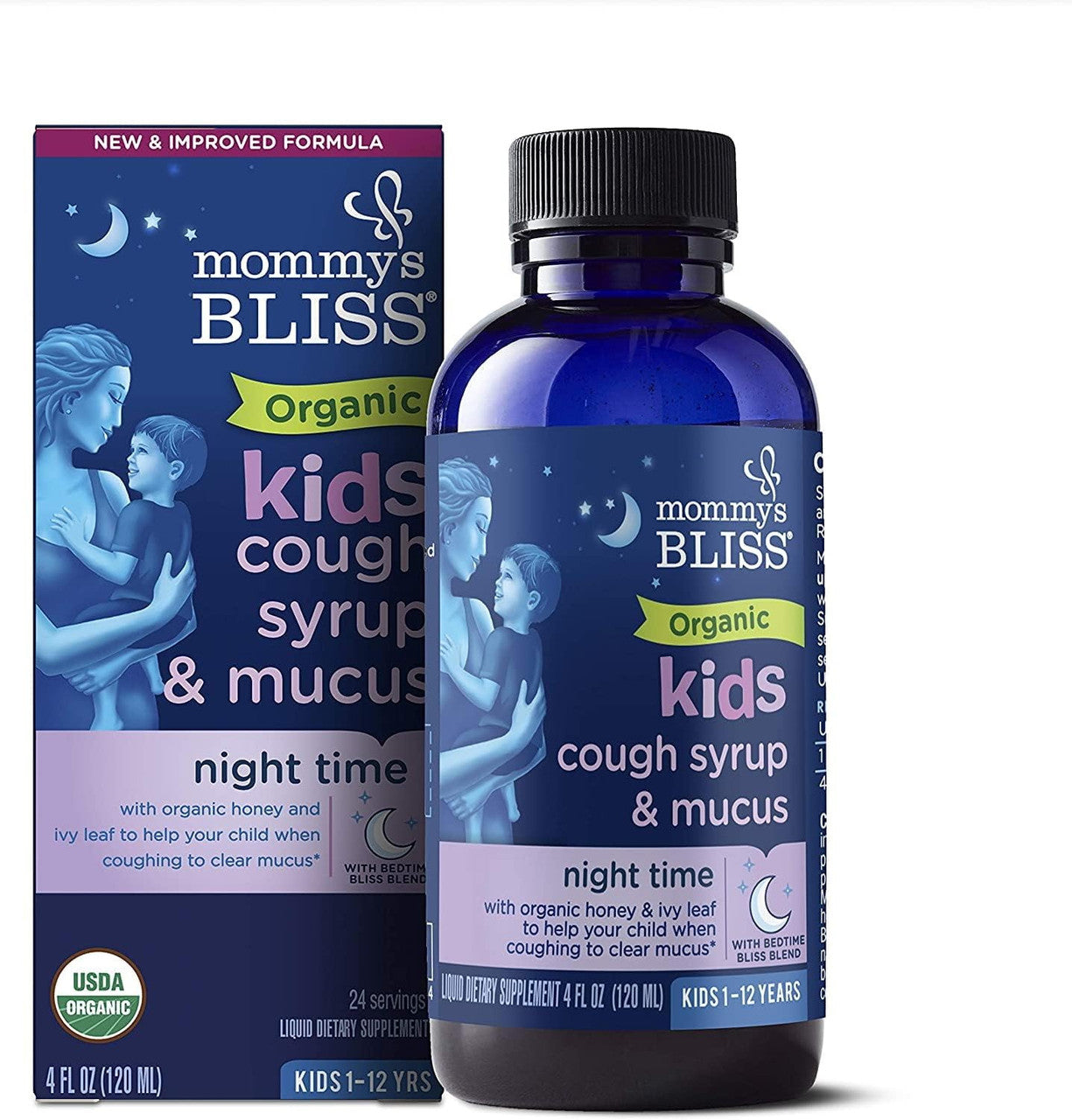 Mommys Bliss Organic Kids Cough and Mucus Syrup, 4 Oz