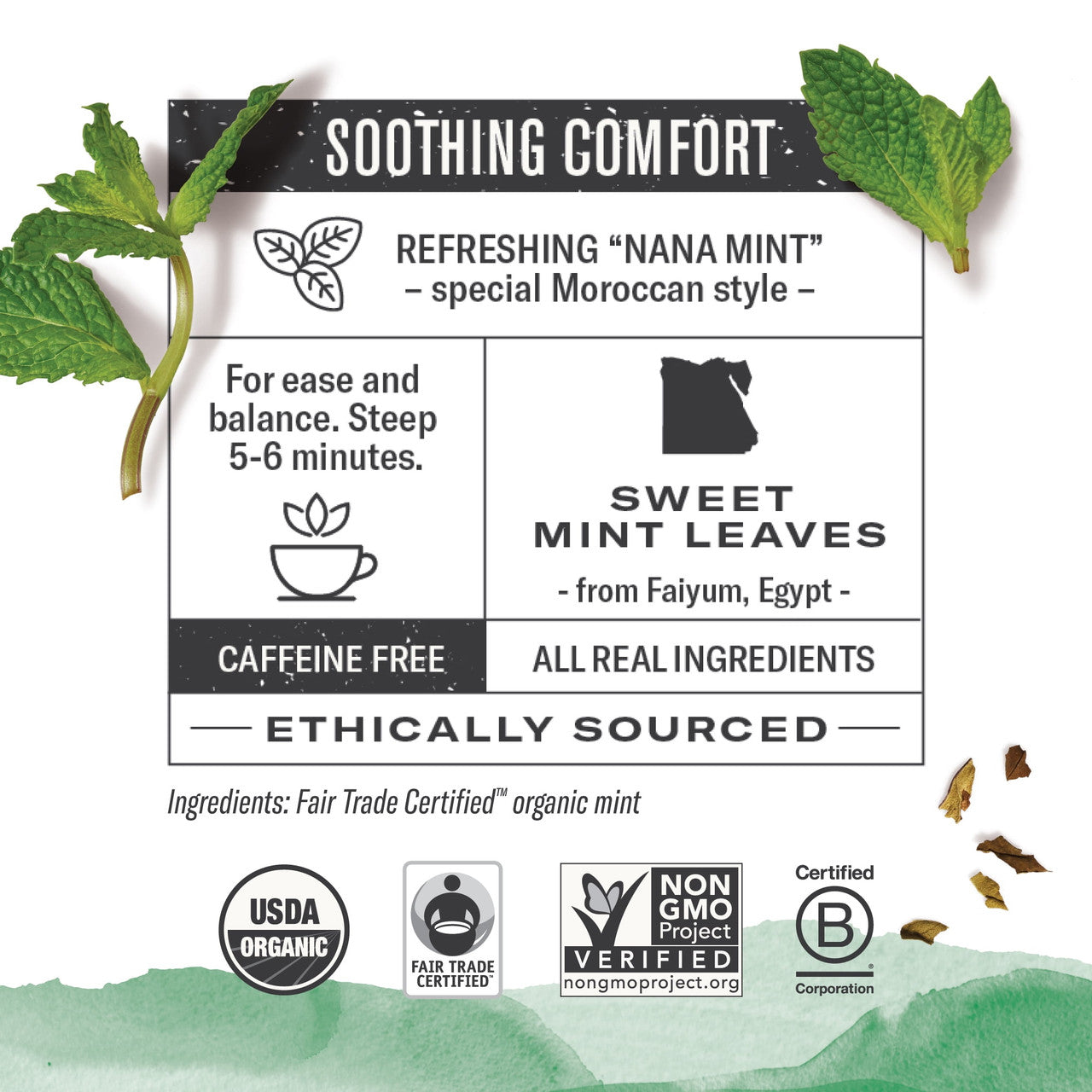Numi Organic Herbal Tea, Moroccan Mint - 18 Tea Bags