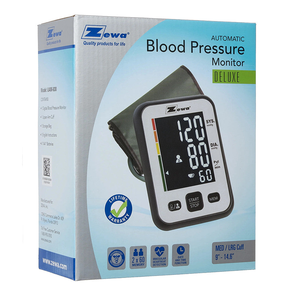 Zewa Automatic Large Display Blood Pressure Monitor Digital Deluxe, 1 Ea