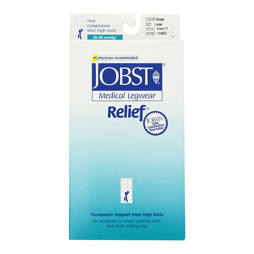 Jobst Medical Legwear Stockings Relief Compression Knee High, 20-30 Mm/Hg, Closed Toe Beige, Large - 1 Ea