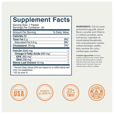 Coromega Omega-3 Fish Oil 650mg Supplement Softgels, Orange Squeeze, 90 Ea