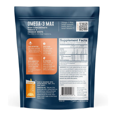 Coromega Max Strength High Concentrate Omega-3 Supplement, Citrus Burst, 30 Ea