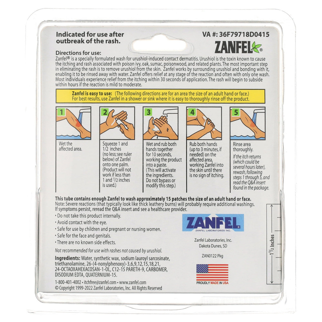 Zanfel 30 Seconds Wash For Poison Ivy Oak And Sumac Rash Cream - 1 Oz