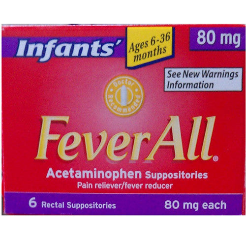 Feverall Acetaminophen 80 Mg Suppository, Infants - 6 Ea