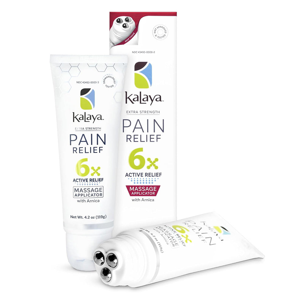 Kalaya 6X Extra Strength Pain Relief Cream with Massage Applicator for Muscle and Joint Pain 4.2Oz (119g)