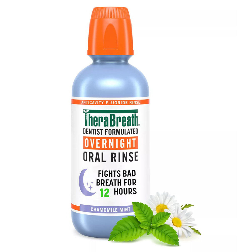 Therabreath Overnight Oral Rinse Mouthwash, Chamomile Mint Flavor, 16 Oz