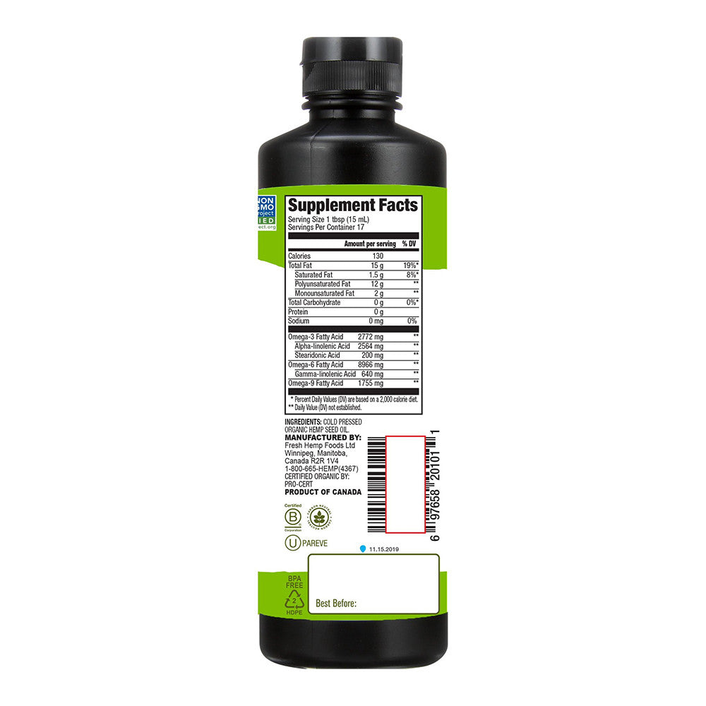 Manitoba Harvest Cold PressedOrganic Hemp Oil, 8.45 Oz