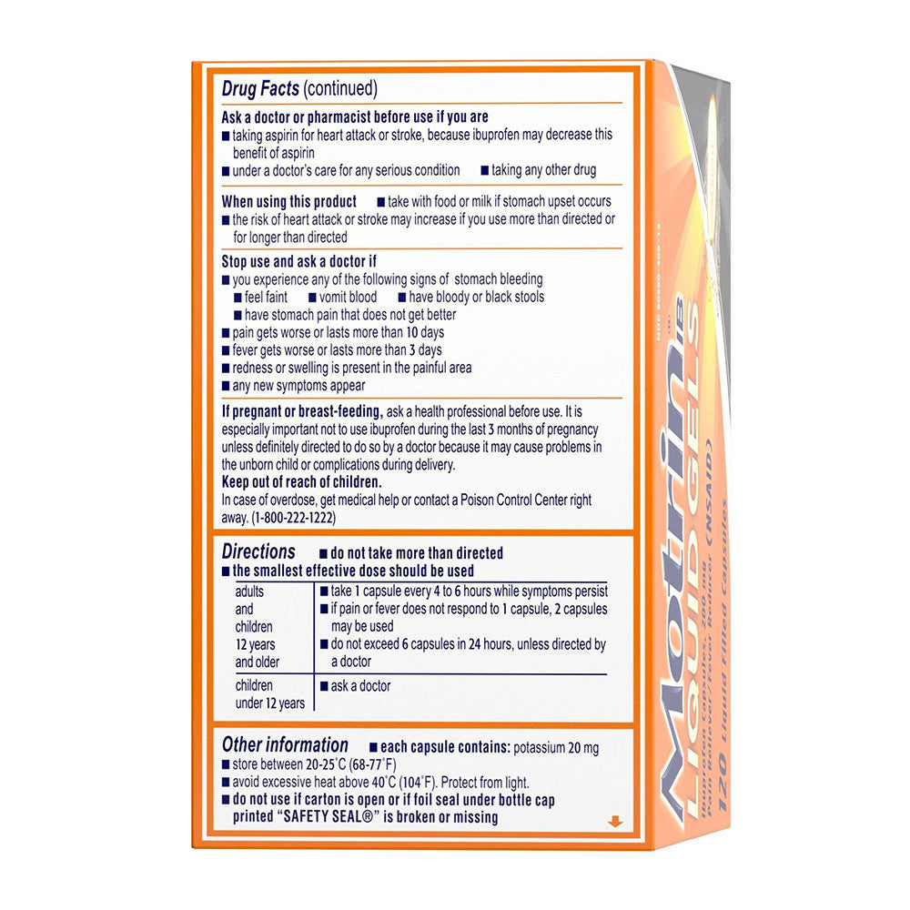 Motrin IB Pain and Fever Reducer Liquid Gel Capsules, 120 Ea