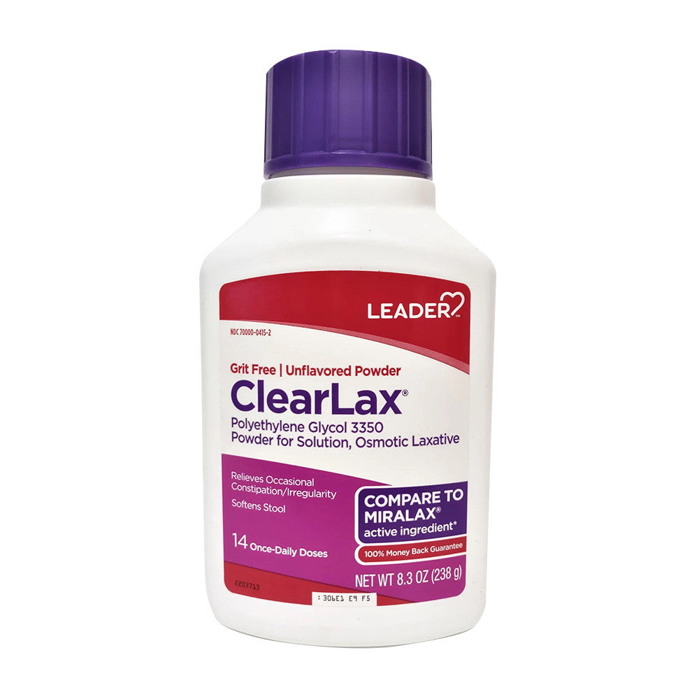 Leader ClearLax Polyethylene Glycol Powder, Osmotic Laxative, 8.3 Oz