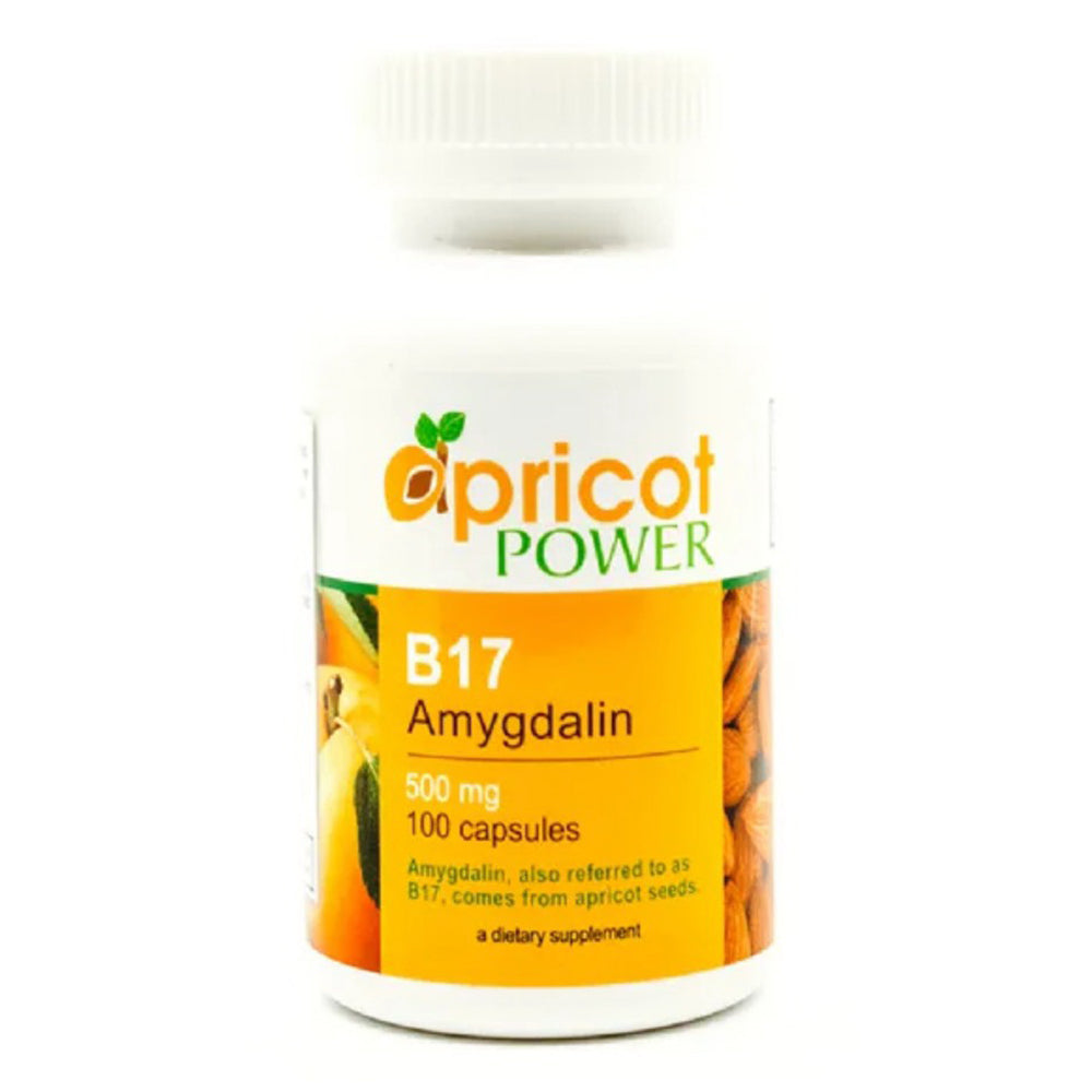 Apricot Power B17 500 mg Capsules for Nutritional Supplement and Antioxidant Wellness 100Ea