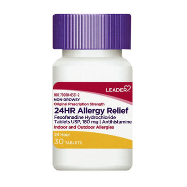 Leader 24Hour Allergy Relief Tablets 180mg, 30 Ea