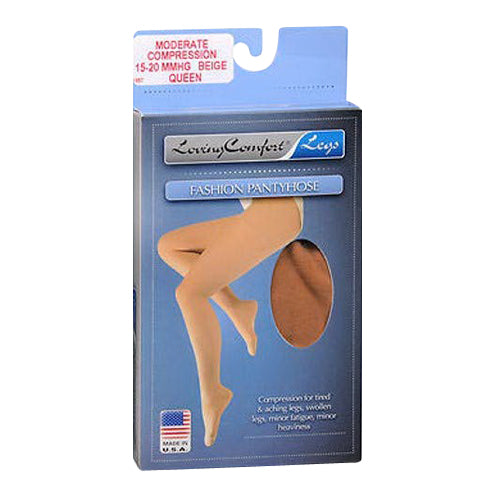 Loving Comfort Fashion Legs Pantyhose Moderate Beige Queen 15-20 mmhg, 1 Pair