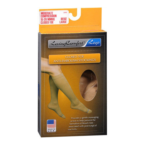 Loving Comfort Anti-Embolism Stockings Closed Toe Moderate, Large, 1 Pair