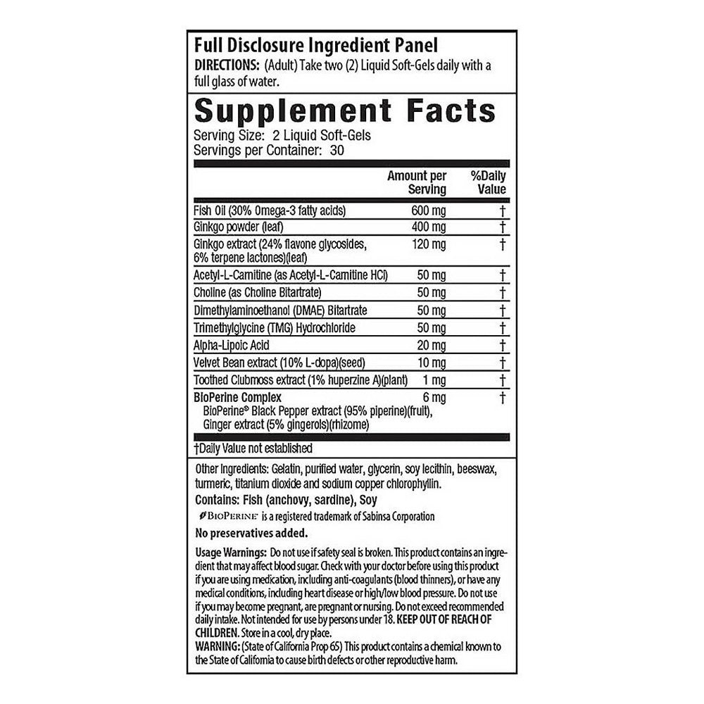 Irwin Naturals Ginkgo Smart Maximum Focus and Memory Dietary Supplement Liquid Softgels, 60 Ea