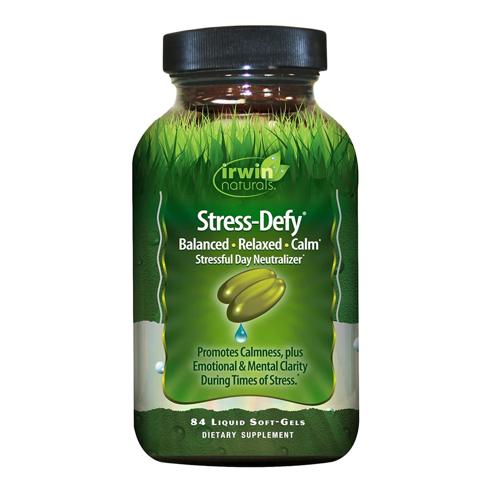 Irwin Naturals Stress-Defy Balanced Relaxed Calm Stressful Day Neutralizer Promotes Emotional and Mental Clarity Softgels 84Ea