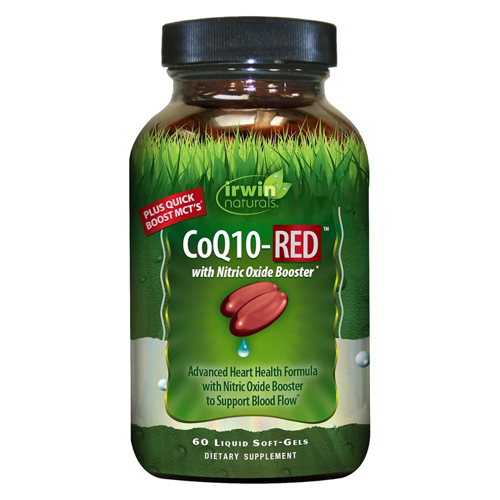 Irwin Naturals CoQ10 RED with Nitric Oxide Booster Heart Supplement Liquid Soft Gel 60Ea