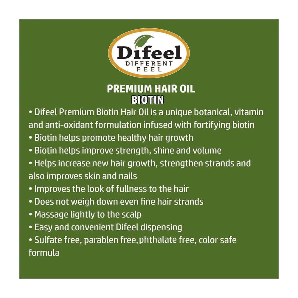 Difeel 99% Natural Biotin Pro-Growth Premium Hair Oil, 8 Oz