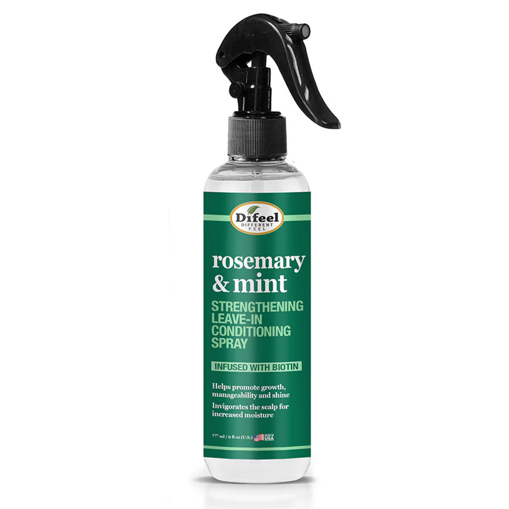 Difeel Rosemary and Mint Strengthening Leave In Conditioning Spray with Biotin, 6 Oz