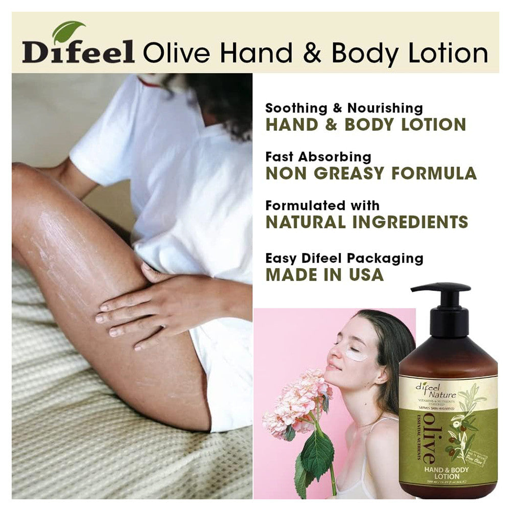 Difeel Nature Olive Hand And Body Lotion, 16.89 oz