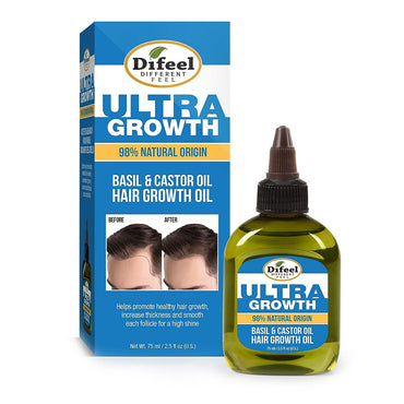 Difeel Mens Ultra Growth Basil and Castor Hair Oil, 2.5 Oz