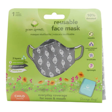 Green Sprouts Child Reusable Mask Gray Fish 24 Months, 1 Ea