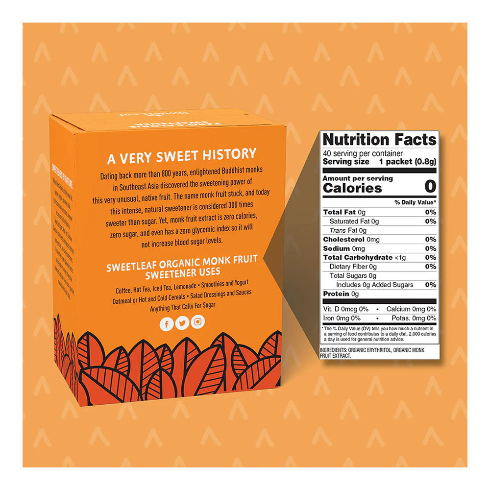 SweetLeaf Organic Monk Fruit Sweetener Granular, 40 Ea