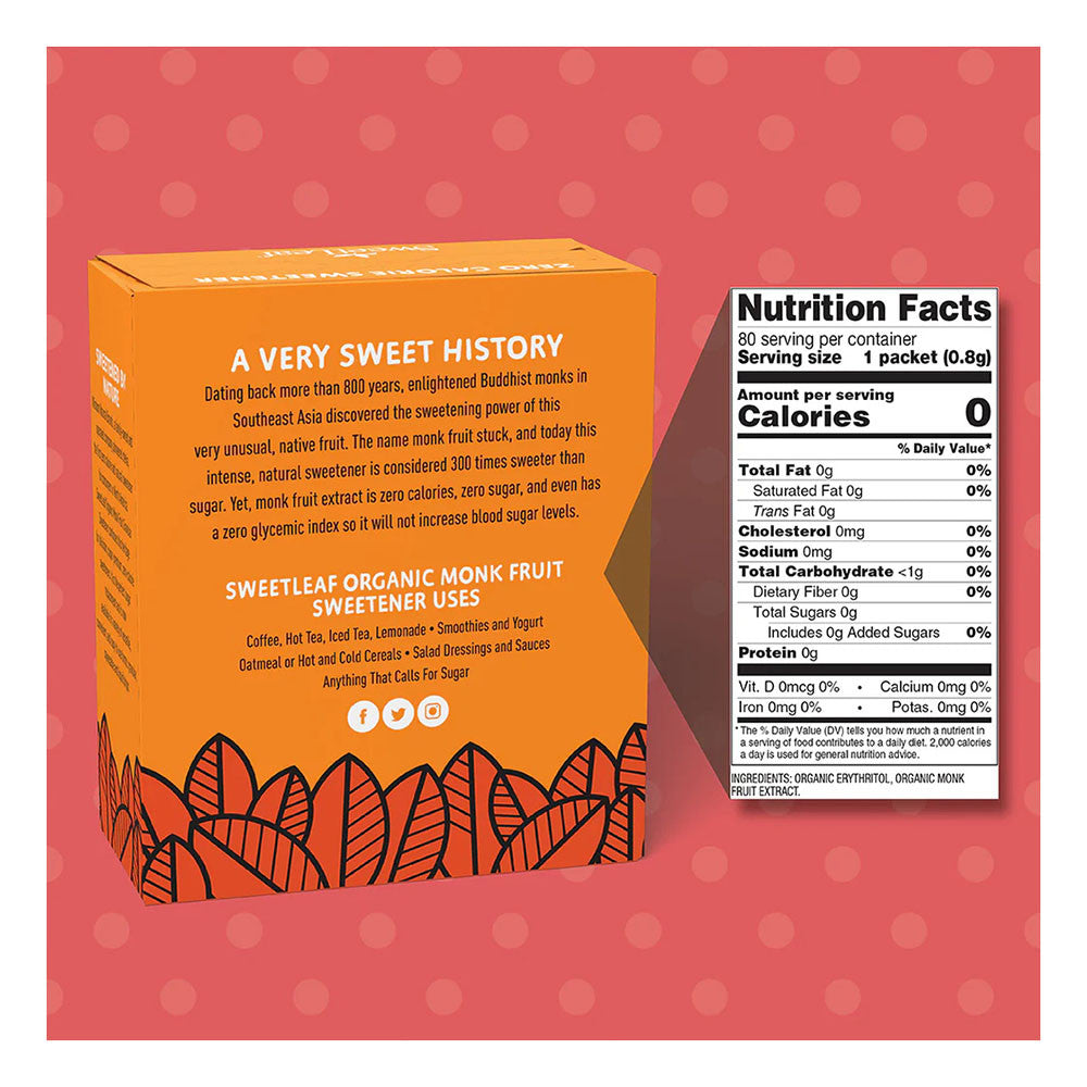 SweetLeaf Organic Monk Fruit Sweetener Granular, 80 Ea